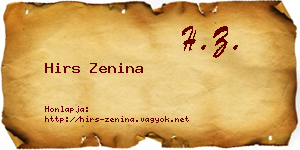 Hirs Zenina névjegykártya